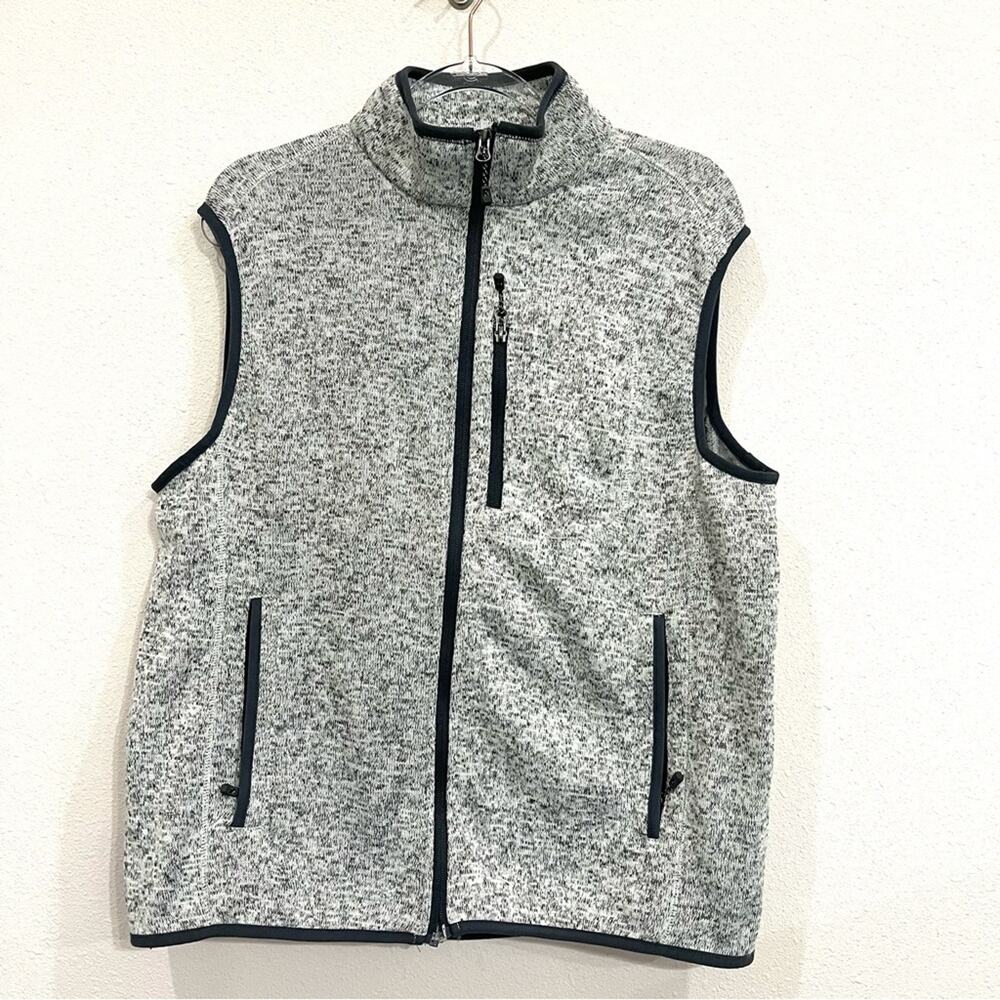 Free Country Men’s Sweater Vest Pumice Gray Fleece Full Zip w/ Pockets - Medium